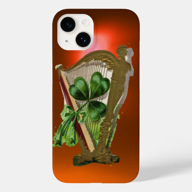 GREEN KLEEBLATT IRISH HARP Orange Case-Mate iPhone Hülle (Rückseite)