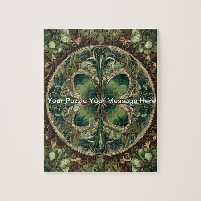 Green Kleeblatt Mandala Puzzle (Vertikal)