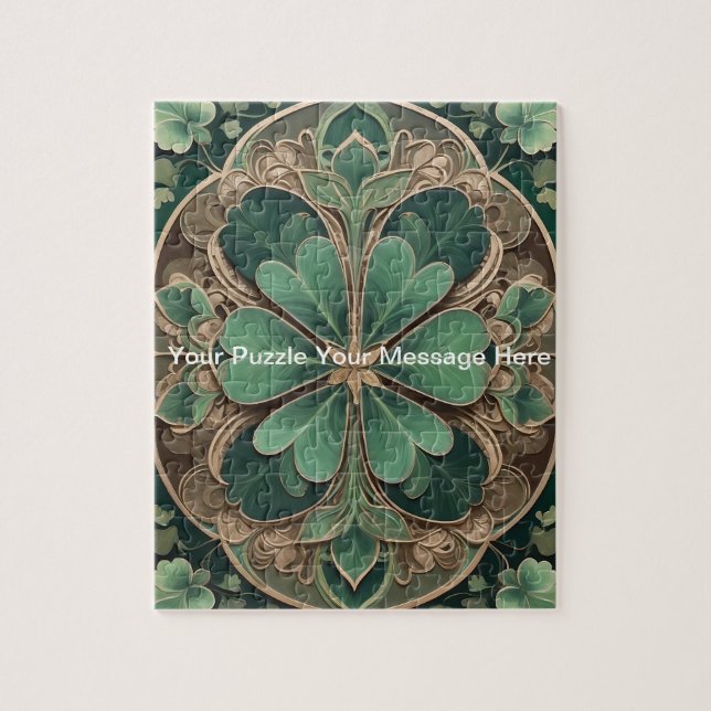 Green Kleeblatt Mandala Puzzle (Vertikal)