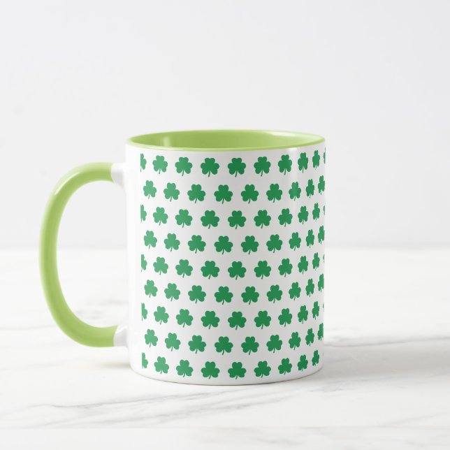 Green Kleeblatt Pattern Irish St Patricks Day Tass Tasse (Links)