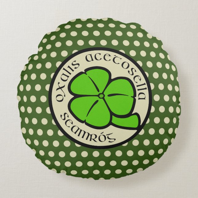 Green Kleeblatt Saint Patrick's Day Floral Art Rundes Kissen (Vorderseite)
