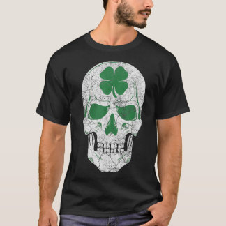 Green Kleeblatt Skull Irish Irland ST PATRICKS DAY T-Shirt