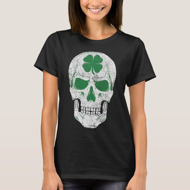 Green Kleeblatt Skull Irish Irland ST PATRICKS DAY T-Shirt (Vorderseite)