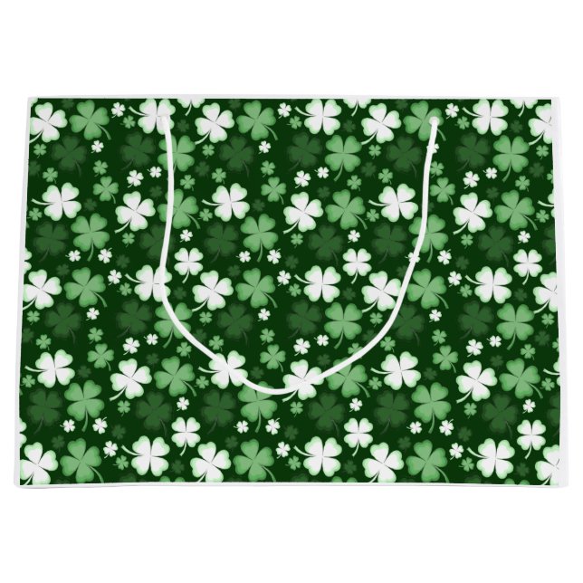 Green Kleeblatt, St. Patrick's Day Große Geschenktüte (Vorderseite)