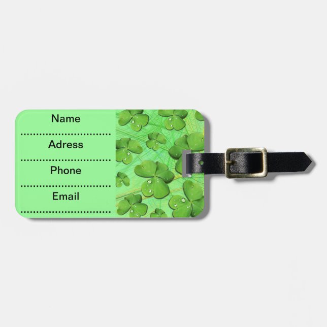 Green Kleeblatt St Patrick's Day Luggage Tag Gepäckanhänger (Vorderseite horizontal)