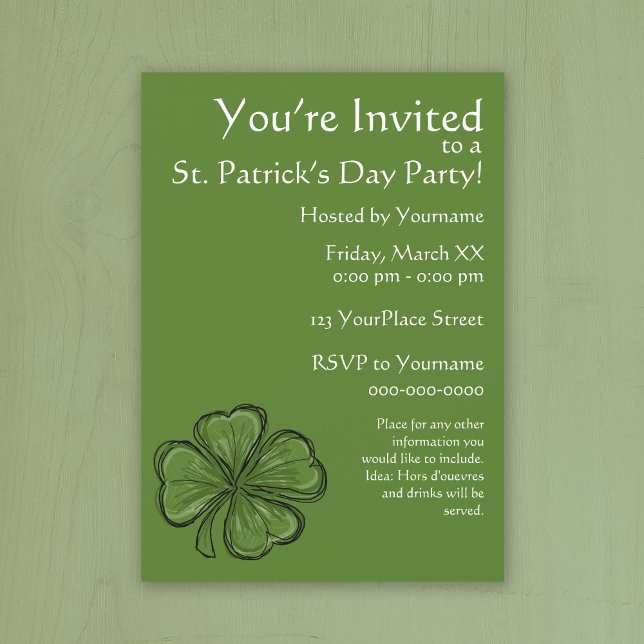 Green Kleeblatt St. Patrick's Day Party Einladung (St Patrick's Day Party Invitation)