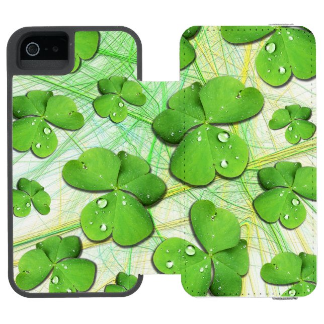 Green Kleeblatt St Patrick's iPhone 5 Case-Mate Incipio iPhone Geldbeutel-Hülle (Folio Geöffnet)