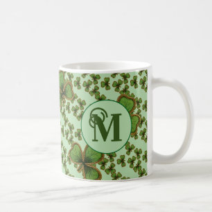 Green Kleeblatt Vintag Style Clovers Irish Kaffeetasse