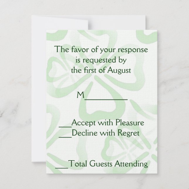 Green Kleeblatt Wedding RSVP Card Karte (Vorderseite)