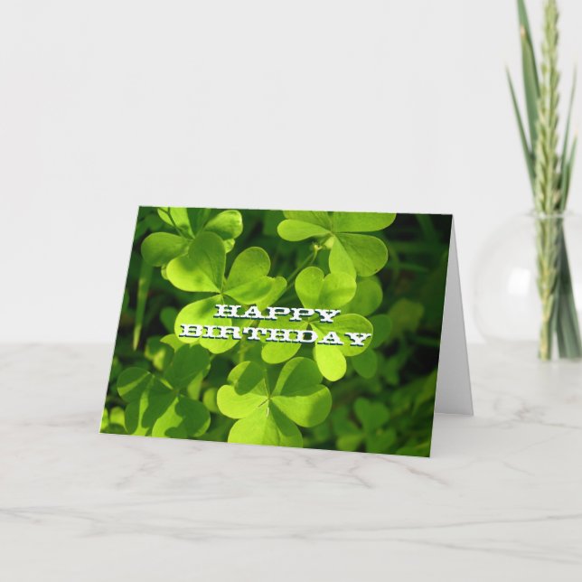 Green Kleeblatts Happy Birthday Custom Card Karte (Vorderseite)