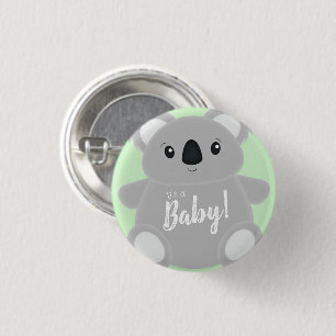 Green Koala Bear Baby Dusche Button