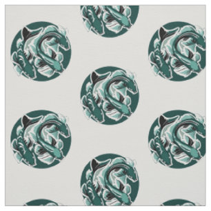 Green Koi Fabric Stoff