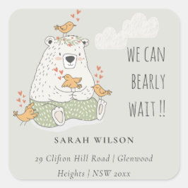 Green können wir frühzeitig abwarten Babydusche Ad Quadratischer Aufkleber