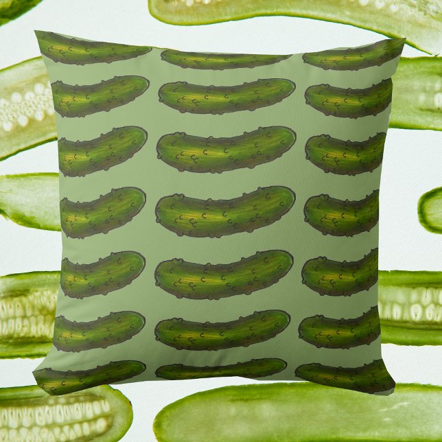 Green Kosher Deli Sour Dill Pickle Feinschmecker Kissen (Pickle print pillow)