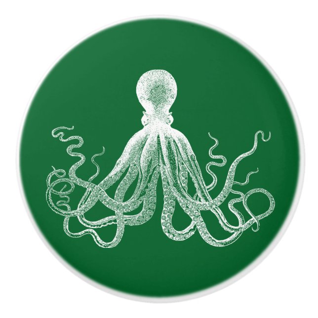 Green Kraken Octopus Keramikknauf (Vorderseite)