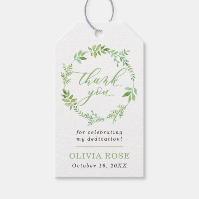 Green Kranz Danke Tag, BOHO Geschenkanhänger (Vorderseite)