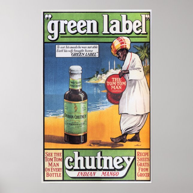 Green Label CHUTNEY INDIAN MANGO Retro Food Insera Poster (Vorne)
