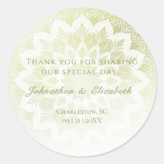 Green Lace Mandala Wedding Favor Runder Aufkleber