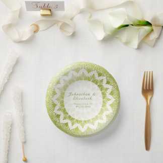 Green Lace Mandala Wedding Pappteller