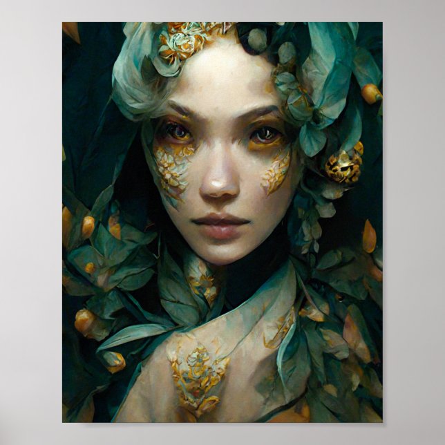 Green Lady Fantasy Art Poster (Vorne)