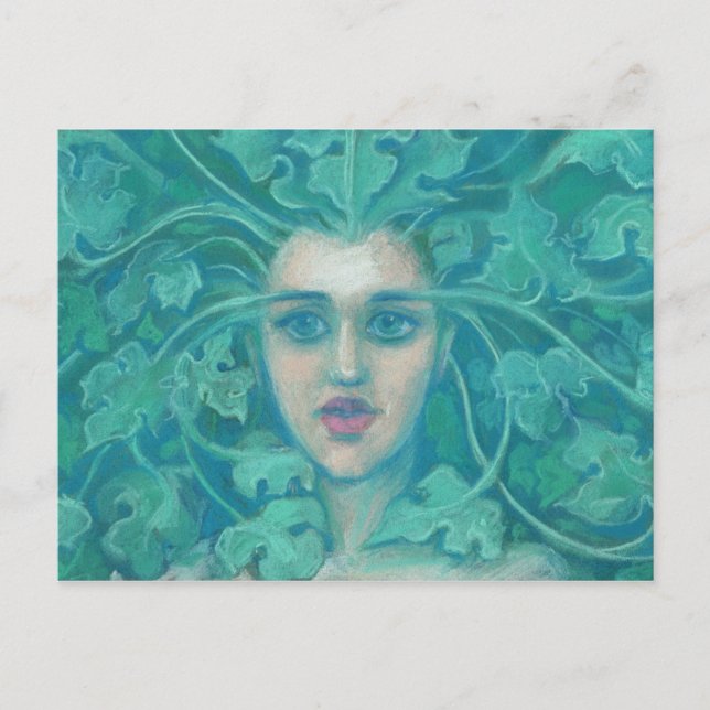 Green Lady / Forest Queen, Fantasy Art Postkarte (Vorderseite)