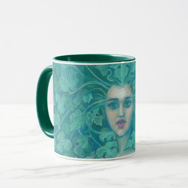 Green Lady / Forest Queen, Fantasy Art Tasse (Vorderseite Links)