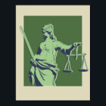 Green Lady Justice Pop Art Poster<br><div class="desc">Light Green, Dark Green und Navy Lady Justice Pop Art Poster</div>