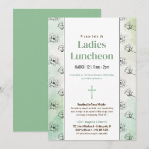 Green Ladys Church Luncheon Sketched Blume Einladung
