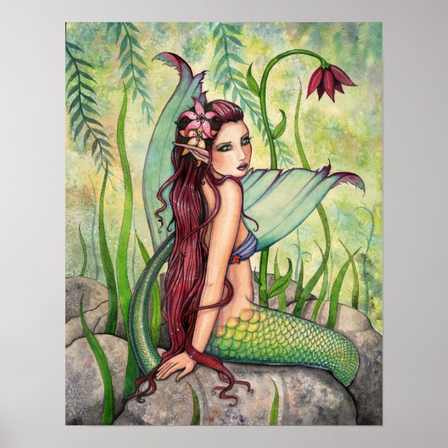 Green Lagoon Mermaid Art Poster Print (Vorne)