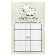 Green Lamb Baby Shower Bingo