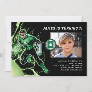 Green Lantern Foto Birthday Einladung