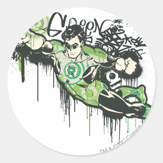 Green Lantern Graffiti-Zeichen Runder Aufkleber (Vorderseite)