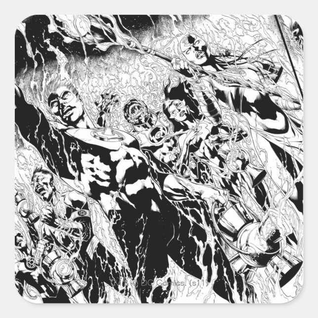 Green Lantern Group Quadratischer Aufkleber (Vorderseite)