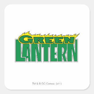 Green Lantern Logo - Gelbe Flammen Quadratischer Aufkleber