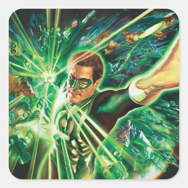 Green Lantern Painting Quadratischer Aufkleber (Vorderseite)