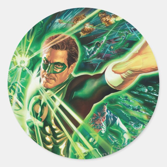 Green Lantern Painting Runder Aufkleber (Vorderseite)