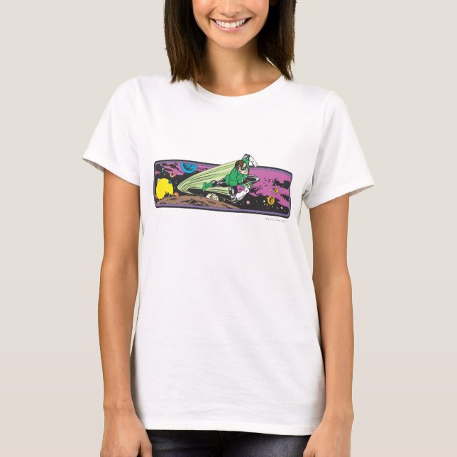 Green Lantern Races Thru Space T-Shirt (Vorderseite)