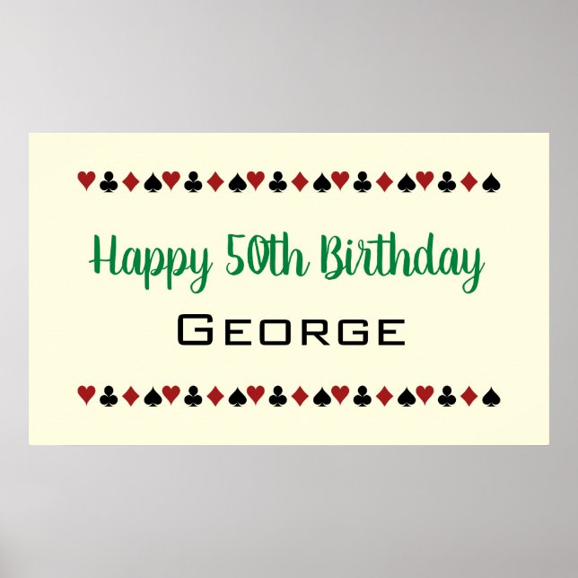 Green Las Vegas Style Casino Card Anzüge Geburtsta Poster (Vorne)