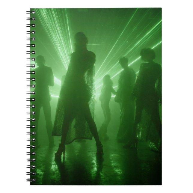 Green Laser Silhouette Dance Notebook Notizblock (Vorderseite)