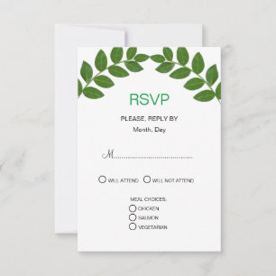 Green Laurel Blätter Wedding RSVP Karte