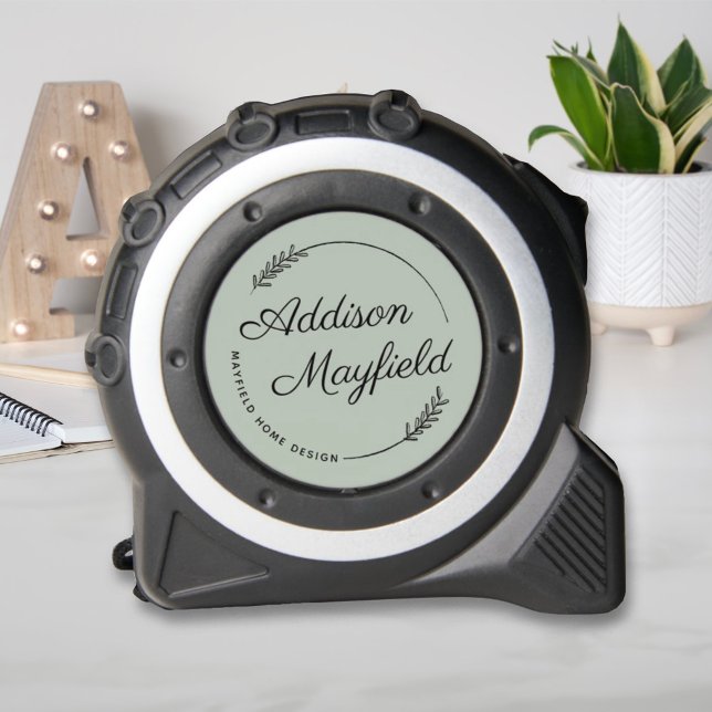 Green Laurel Verlasse Personalisiert Name Business Maßband (Von Creator hochgeladen)