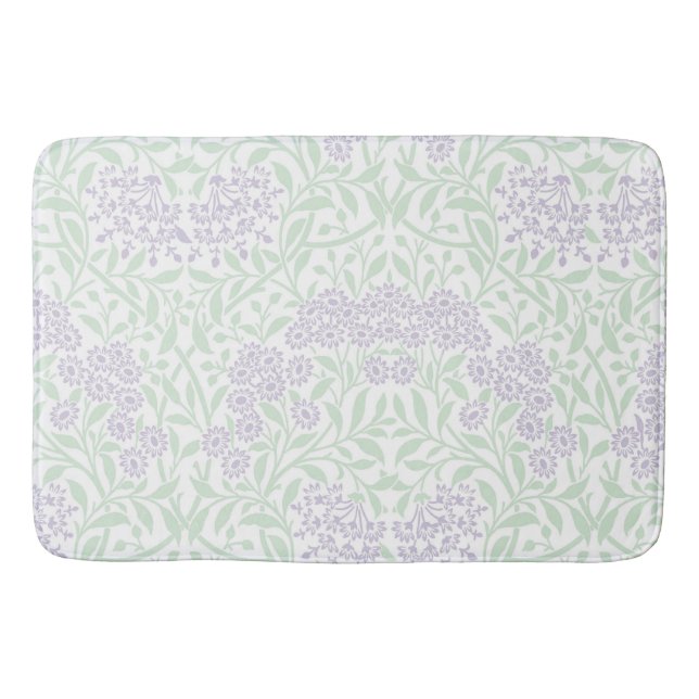 Green Lavender Floral Damask Muster Badematte (Vorderseite)