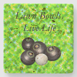 Green Lawn Bowls Live Life, Steinuntersetzer