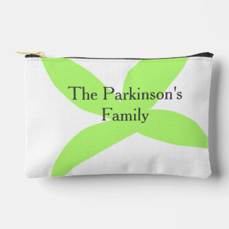 Green leaf abstract pastel family name retro boho zubehörtasche