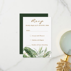Green Leaf Boho Greenerity Wedding RSVP Cards Dankeskarte