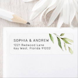Green Leaf Floral Return Address Label
