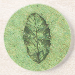 Green Leaf Fossil Sandstein Untersetzer