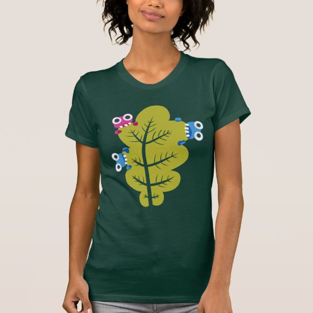 Green Leaf Funny Cartoon Bugs T-Shirt (Vorderseite)