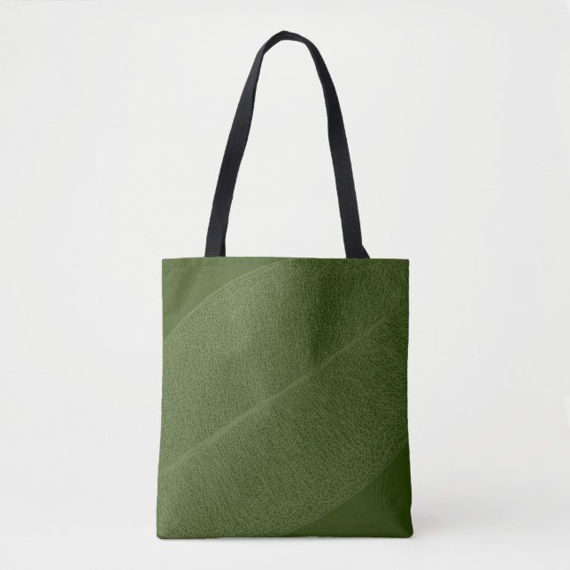 Green Leaf Grid Illustration Tote Bag (Vorderseite)