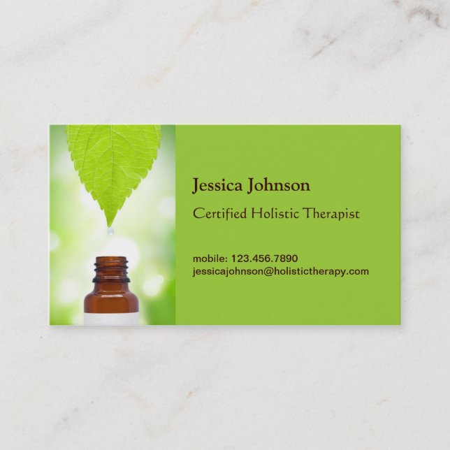 Green Leaf Holistic Therapy Business Card Visitenkarte (Vorderseite)